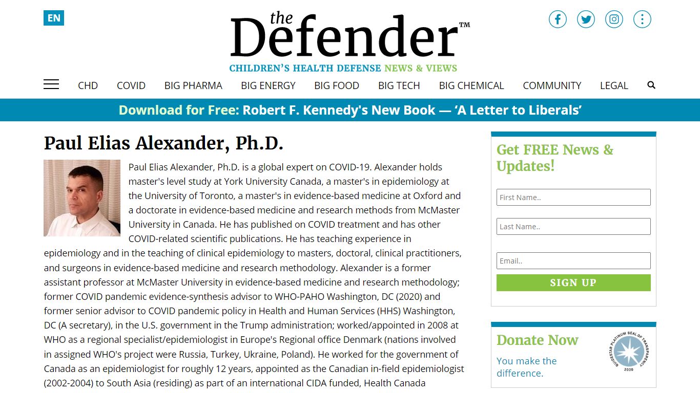 Paul Elias Alexander, Ph.D. • Children's Health Defense